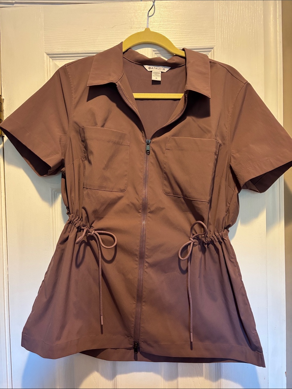 Athleta Advantage Cinch Tee Breathable Mauve Medium Like New